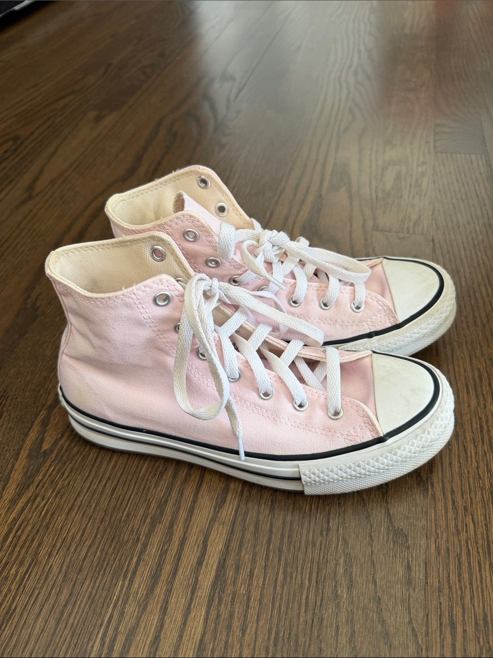 Classic High-Top Converse Canvas Sneakers in Light Pink